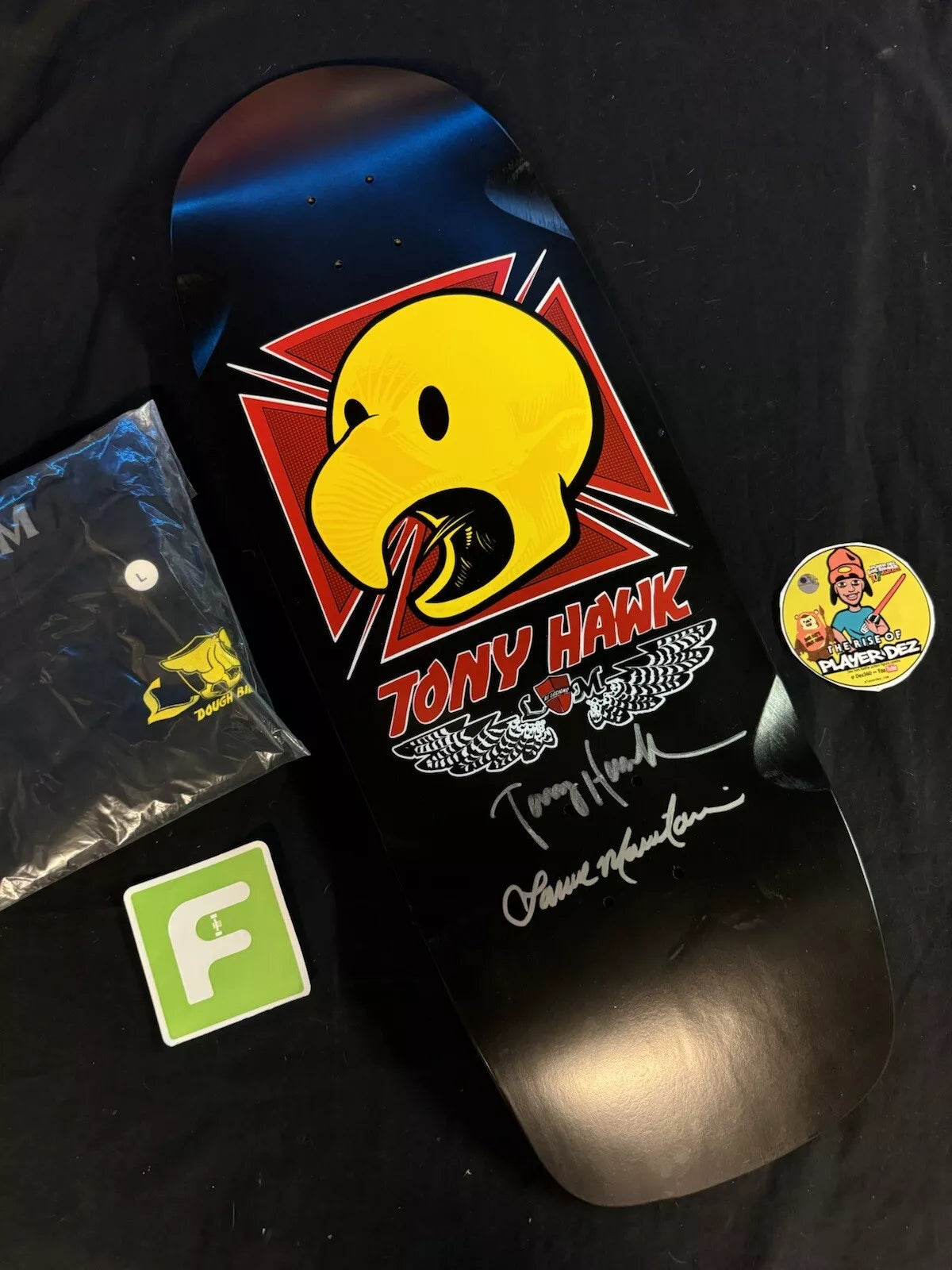 Double Signed Tony Hawk Lance Mountain Autographed Skateboard Deck Dough Bird