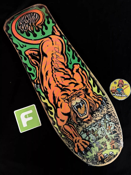 Signed Steve Alba SALBA Autographed Skateboard Deck Santa Cruz Green Tiger