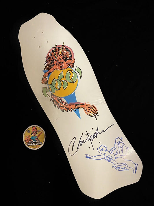 Signed Christian Hosoi Pops OG Hammerhead Autographed Skateboard Deck Shaped Limited Edition