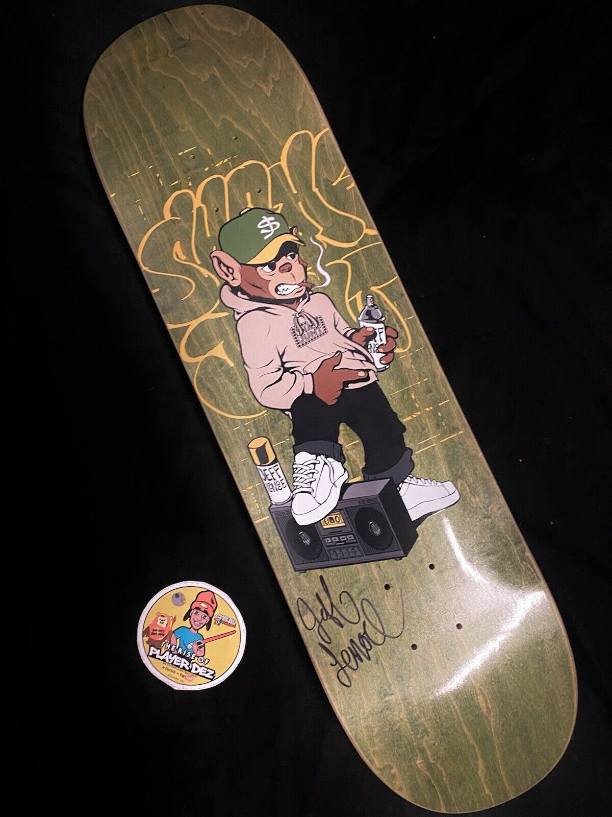 Signed Jeff Lenoce Baker Shake Junt Autographed Skateboard Deck 8.25 Guest Model Monkey Graffiti