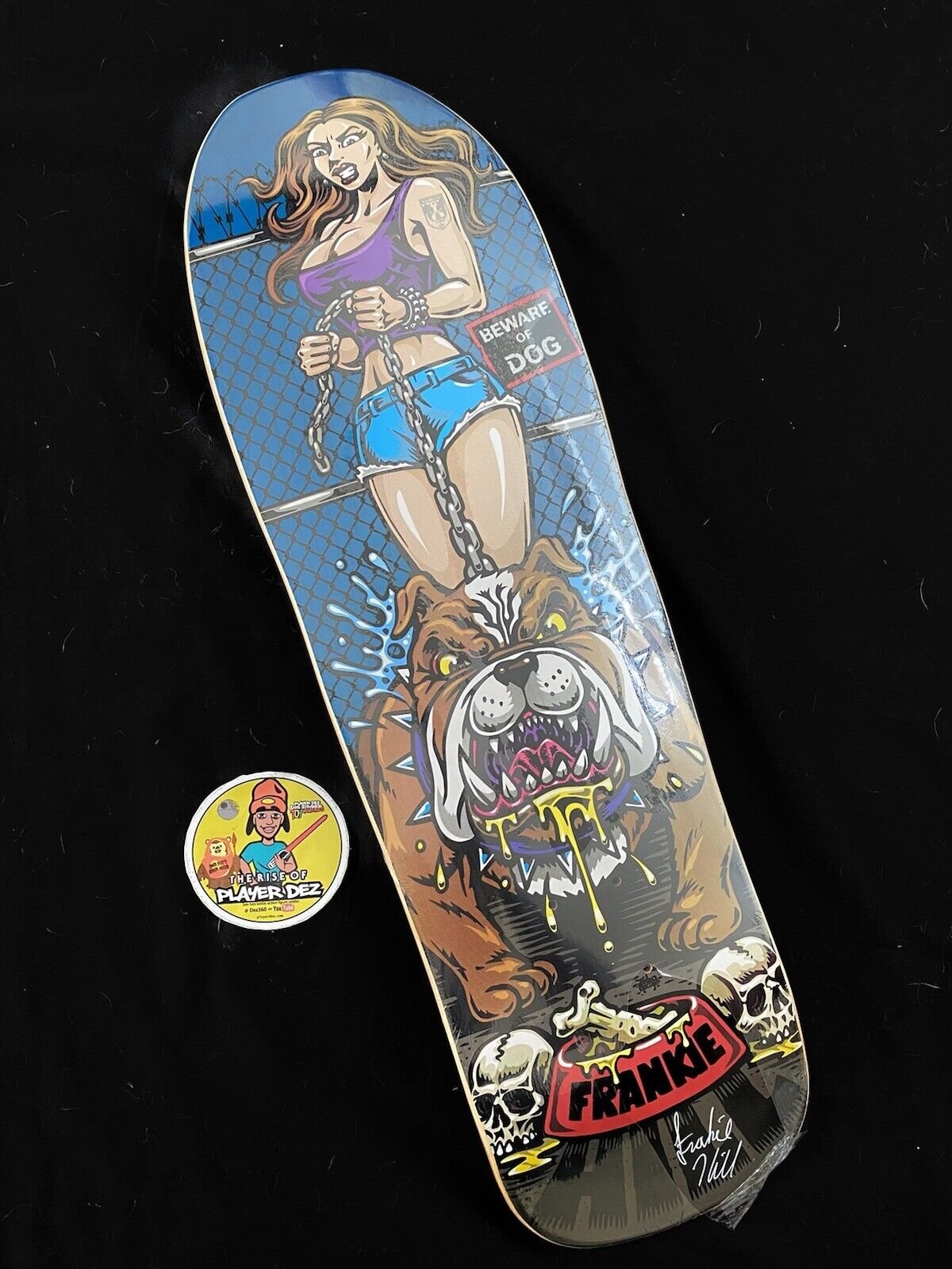 Signed Frankie Hill Autographed Skateboard Deck Artist Series Bulldog Shaped