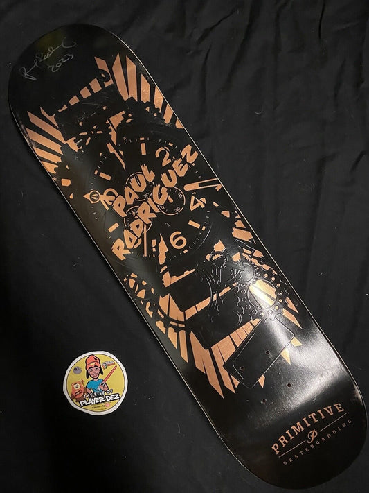 Signed Paul Rodriguez Primitive Autographed Skateboard Deck Claus Grabke Nixon Watch 8 Black Copper