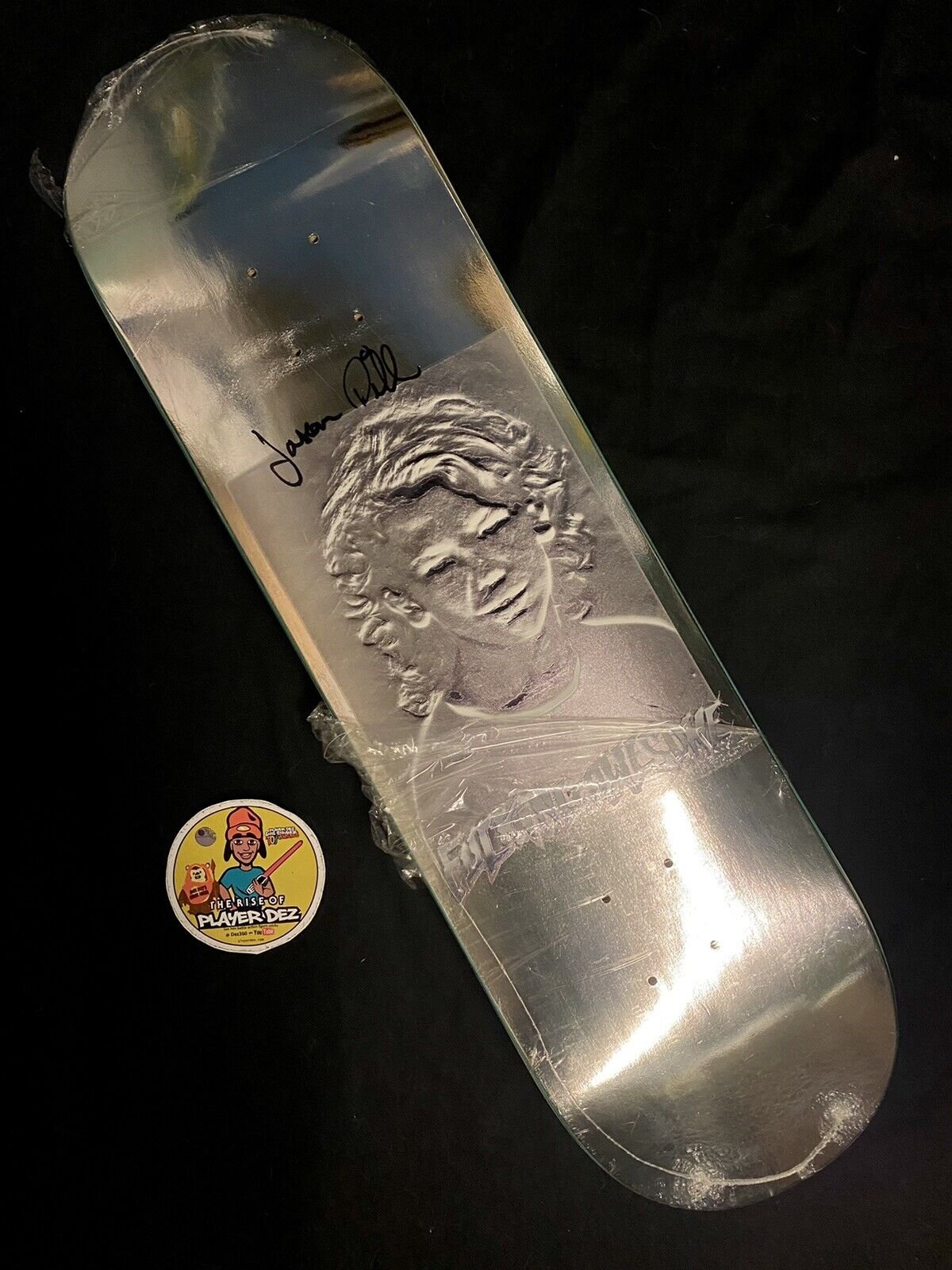 Signed Jason Dill F****** Awesome Chrome Silver Photo FA Autographed Skateboard Deck