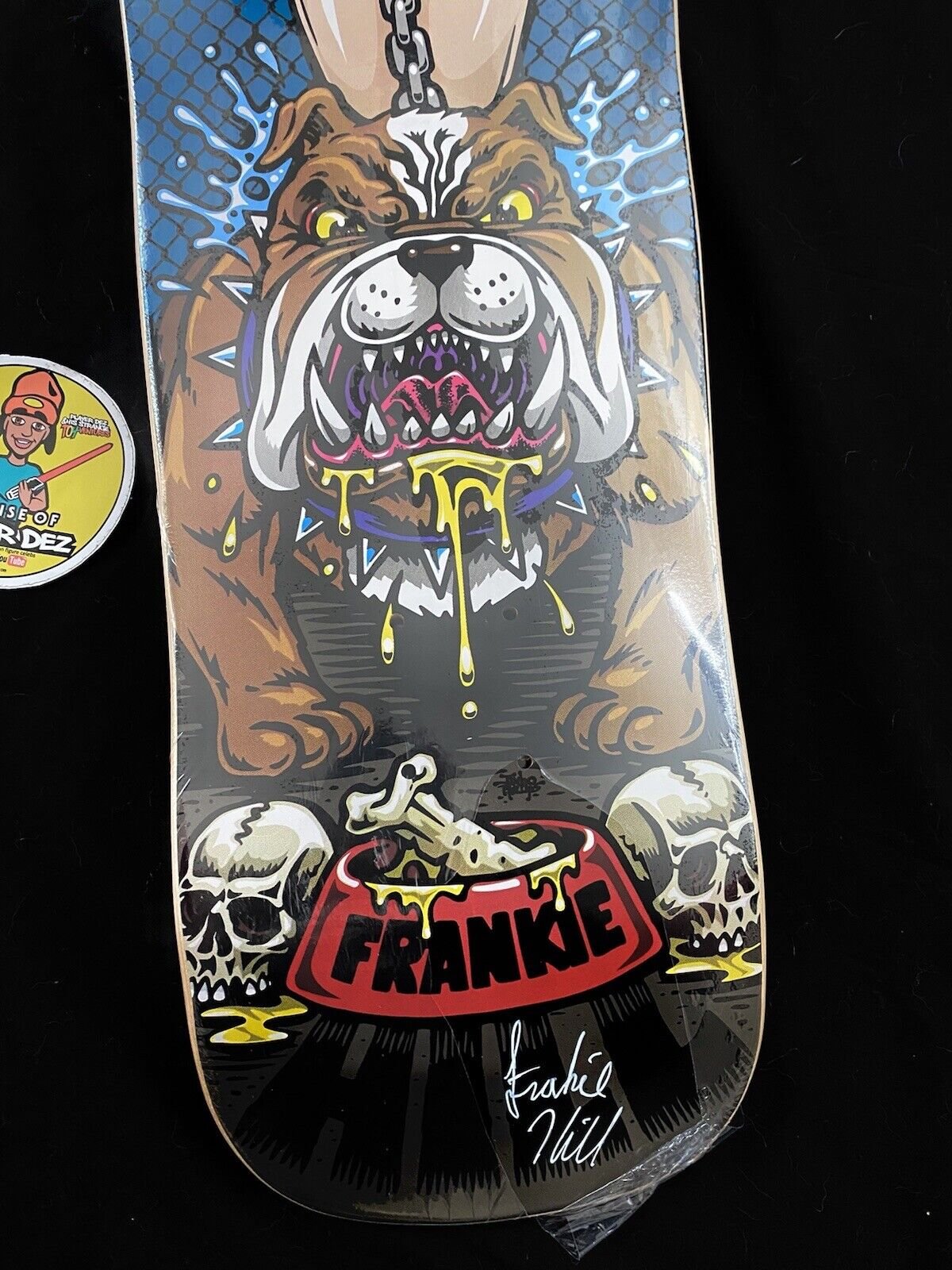 Signed Frankie Hill Autographed Skateboard Deck Artist Series Bulldog Shaped