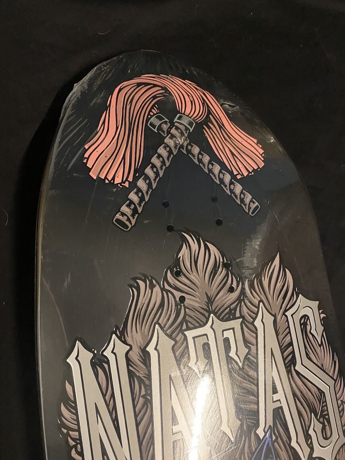 Signed Natas Kaupas Sean Cliver Autographed Skateboard Deck Strangelove Black Bondage Shaped