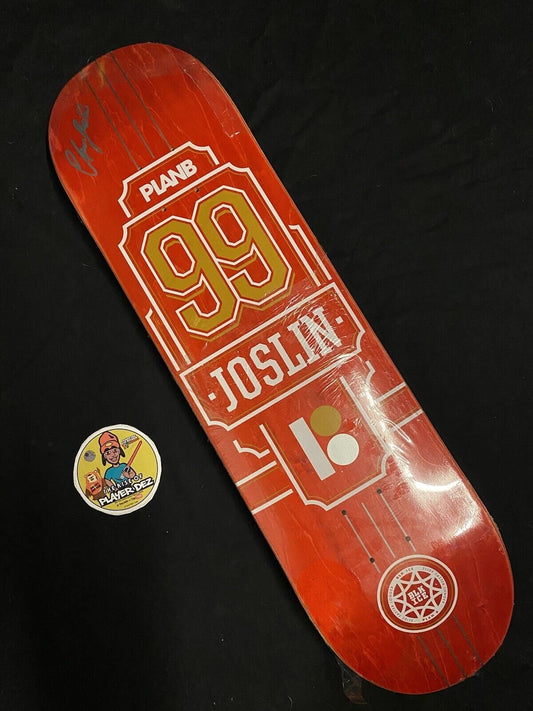 Signed Chris Joslin Pro Model Autographed Skateboard Deck Plan B Red Blk Ice