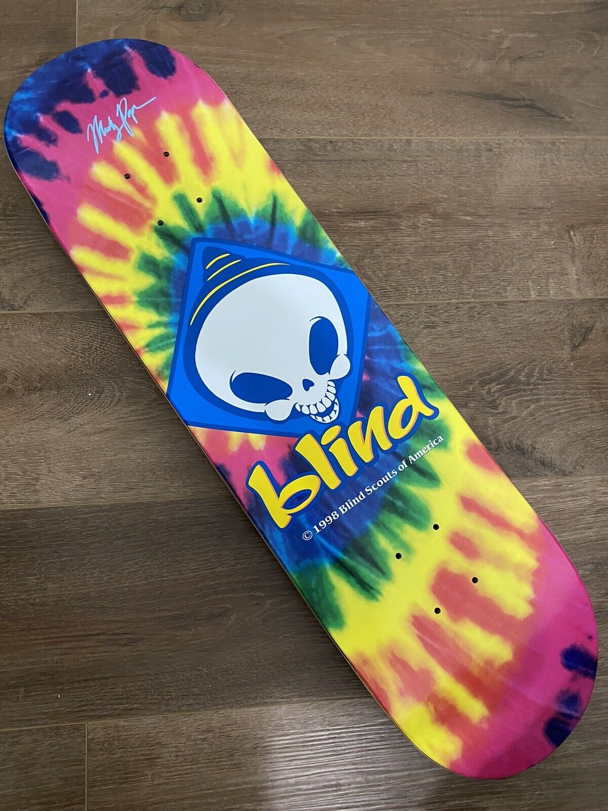 Signed Micky Papa Blind Autographed Skateboard Deck Tie Dye 8.125