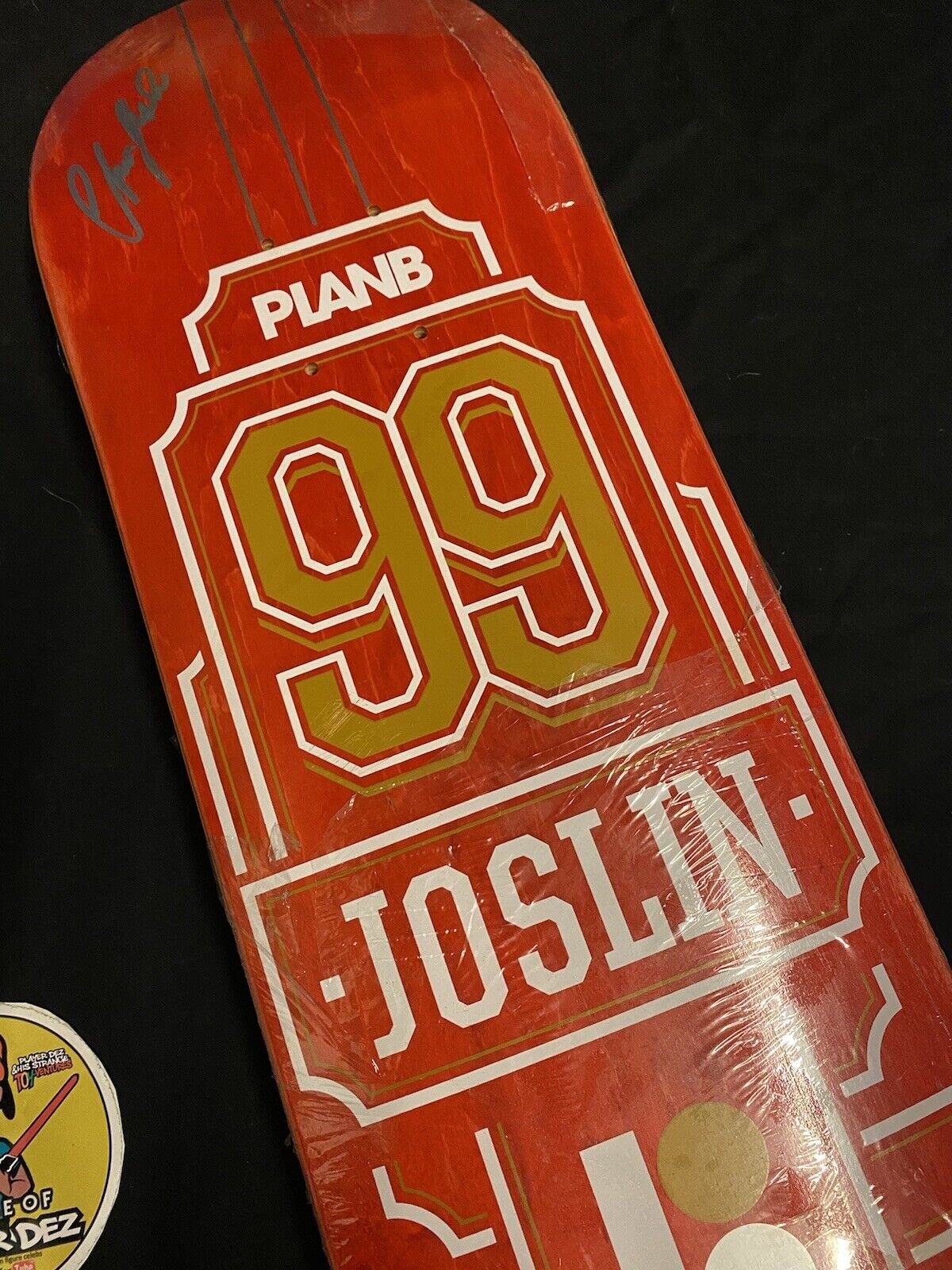 Signed Chris Joslin Pro Model Autographed Skateboard Deck Plan B Red Blk Ice