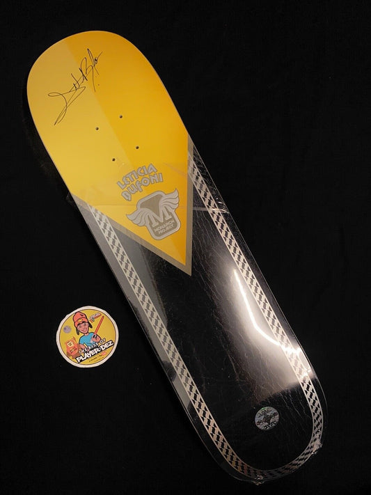 Signed Leticia Bufoni Autographed Skateboard Deck Monarch Project Yellow