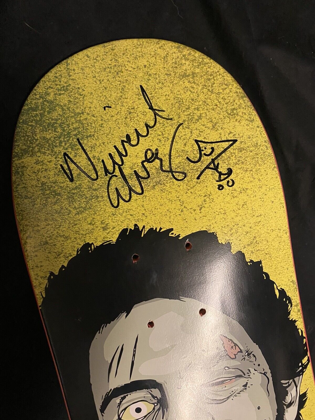 Signed Vincent Alvarez Zombie Portrait Autographed Skateboard Deck Chocolate 8.25