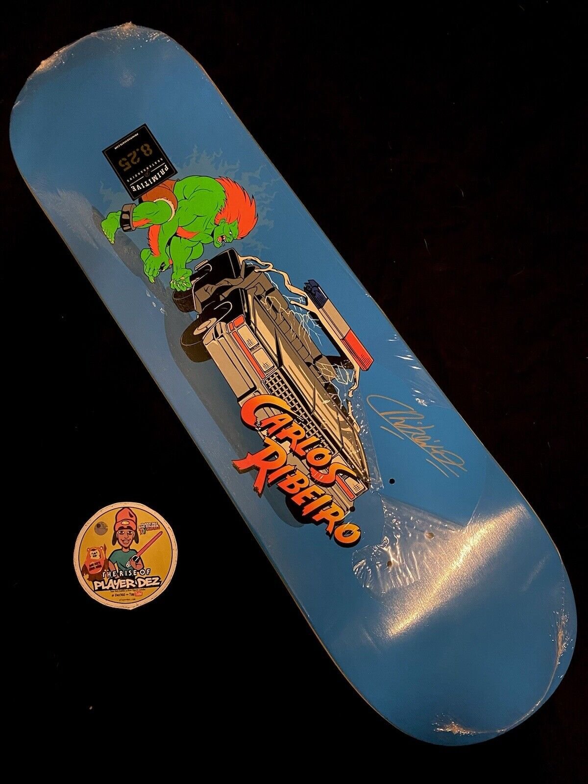 Signed Carlos Ribeiro Autographed Skateboard Deck Primitive Street Fighter Blanka Glow in Dark GITD