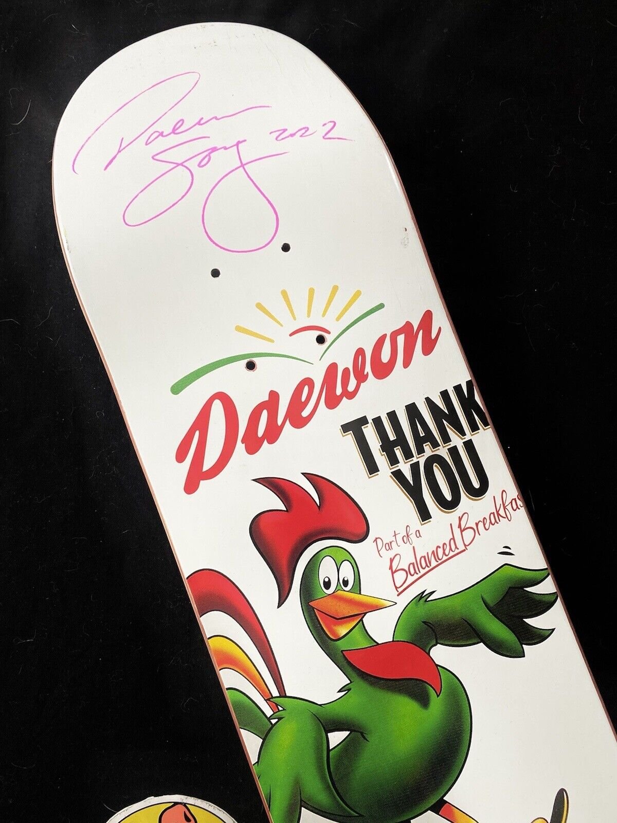 Signed Daewon Song Thank You Almost Autographed Skateboard Deck Sample Balanced Breakfast