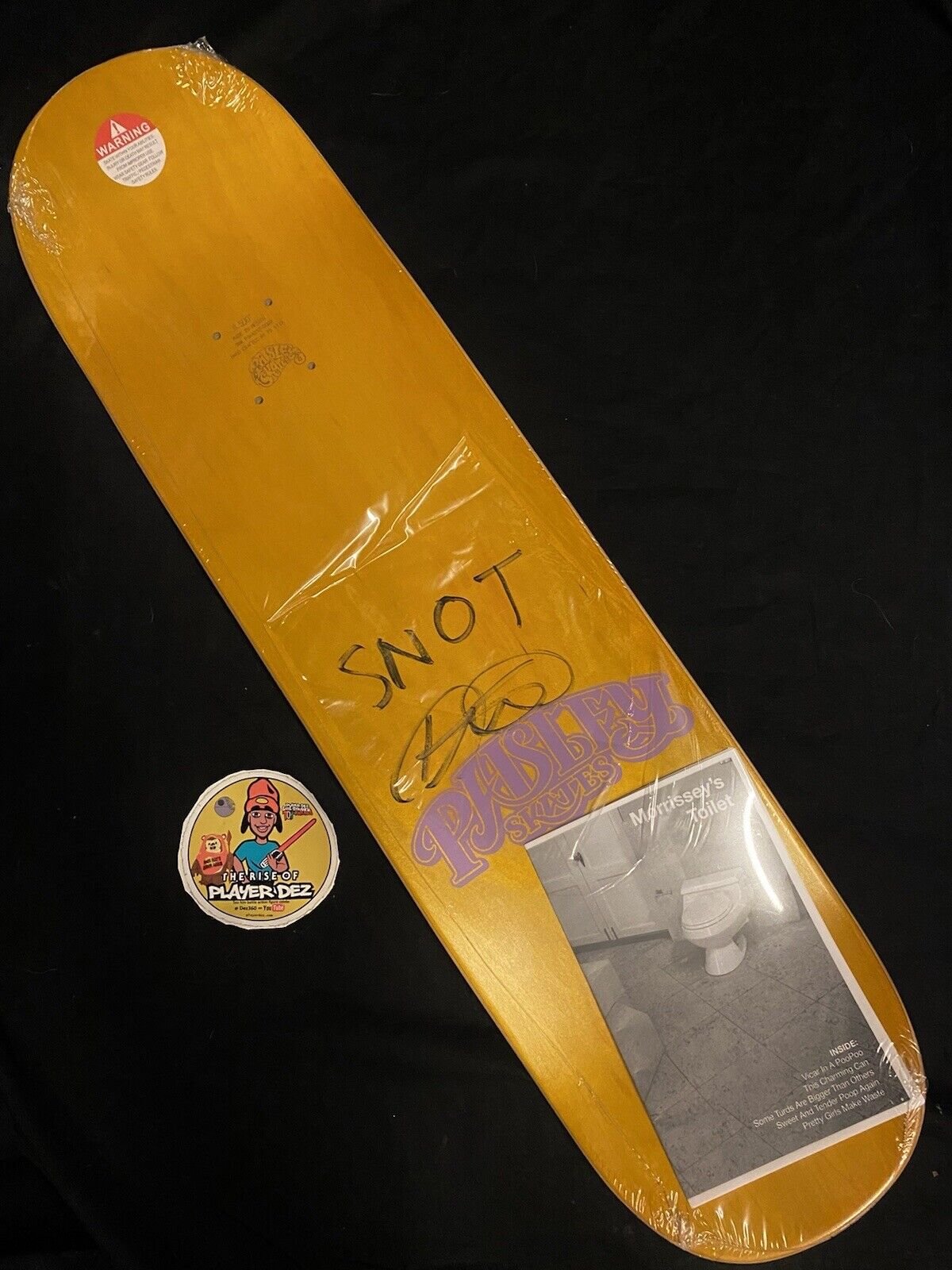 Signed Dave Carnie Bigmouth Strikes Again Morrissey Autographed Skateboard Deck Paisley Skates SNOT