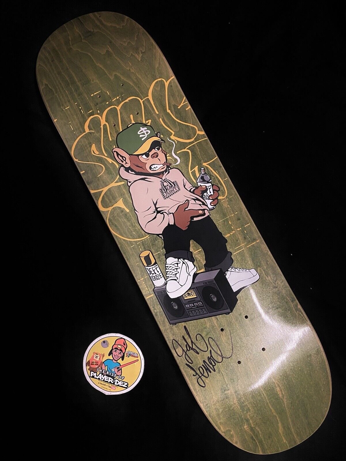 Signed Jeff Lenoce Baker Shake Junt Autographed Skateboard Deck 8.25 Guest Model Monkey Graffiti