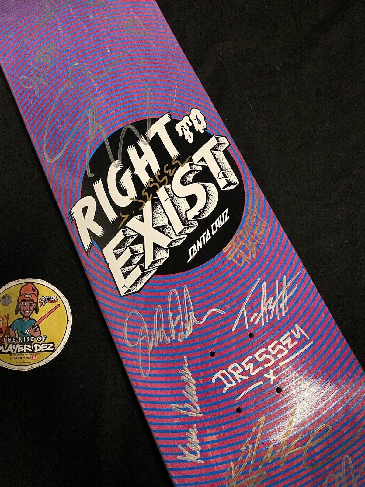 Signed Santa Cruz Team Right to Exist Autographed Skateboard Deck Eric Dressen SALBA Jessee