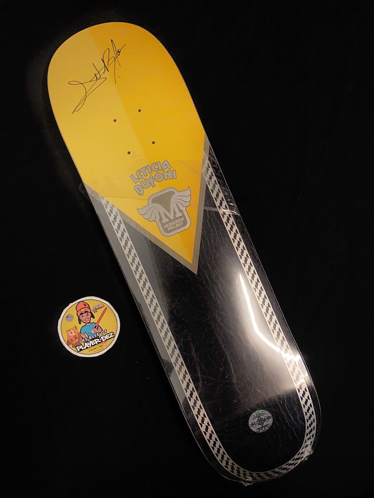 Signed Leticia Bufoni Autographed Skateboard Deck Monarch Project Yellow