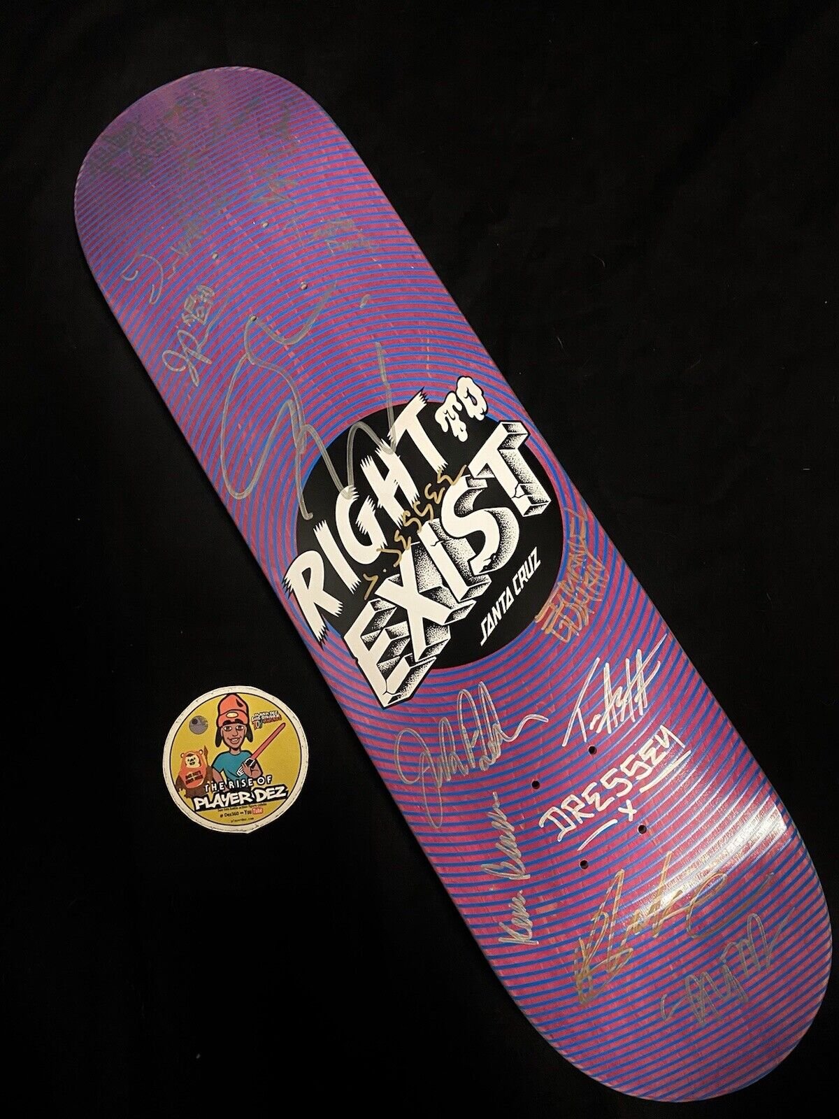 Signed Santa Cruz Team Right to Exist Autographed Skateboard Deck Eric Dressen SALBA Jessee