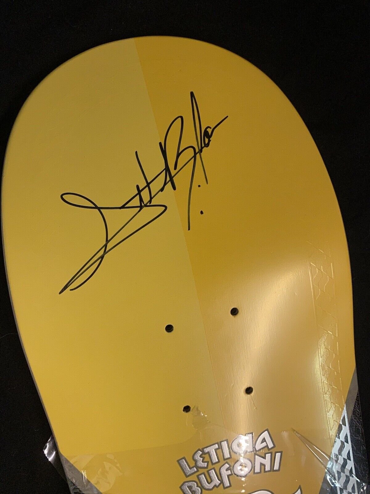 Signed Leticia Bufoni Autographed Skateboard Deck Monarch Project Yellow