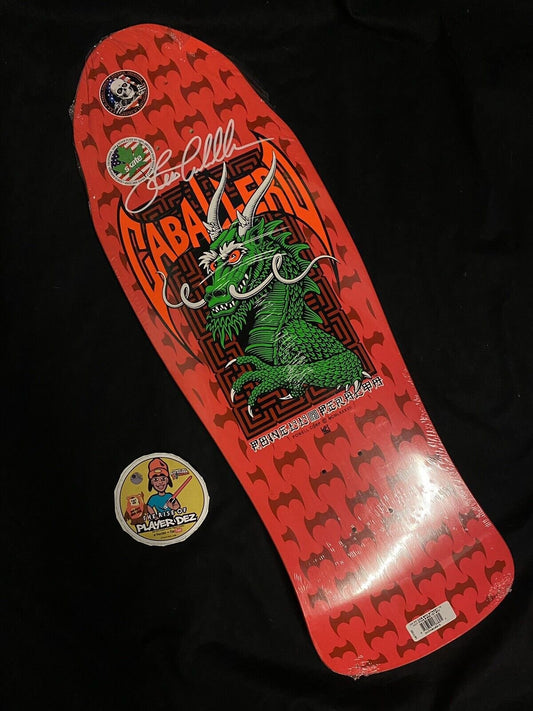 Steve Caballero Signed Pink Bats Dragon Powell Peralta Shaped Autographed Skateboard Deck