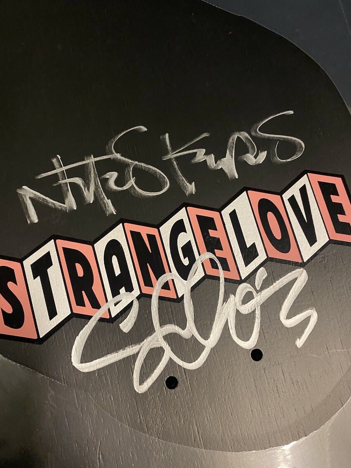 Signed Natas Kaupas Sean Cliver Autographed Skateboard Deck Strangelove Black Bondage Shaped