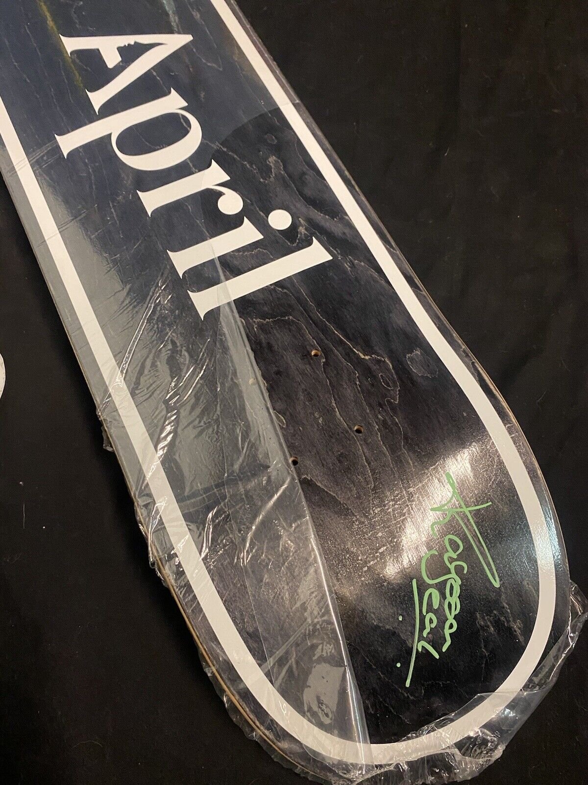 Signed Rayssa Leal Black April Autographed Skateboard Deck Green Ink