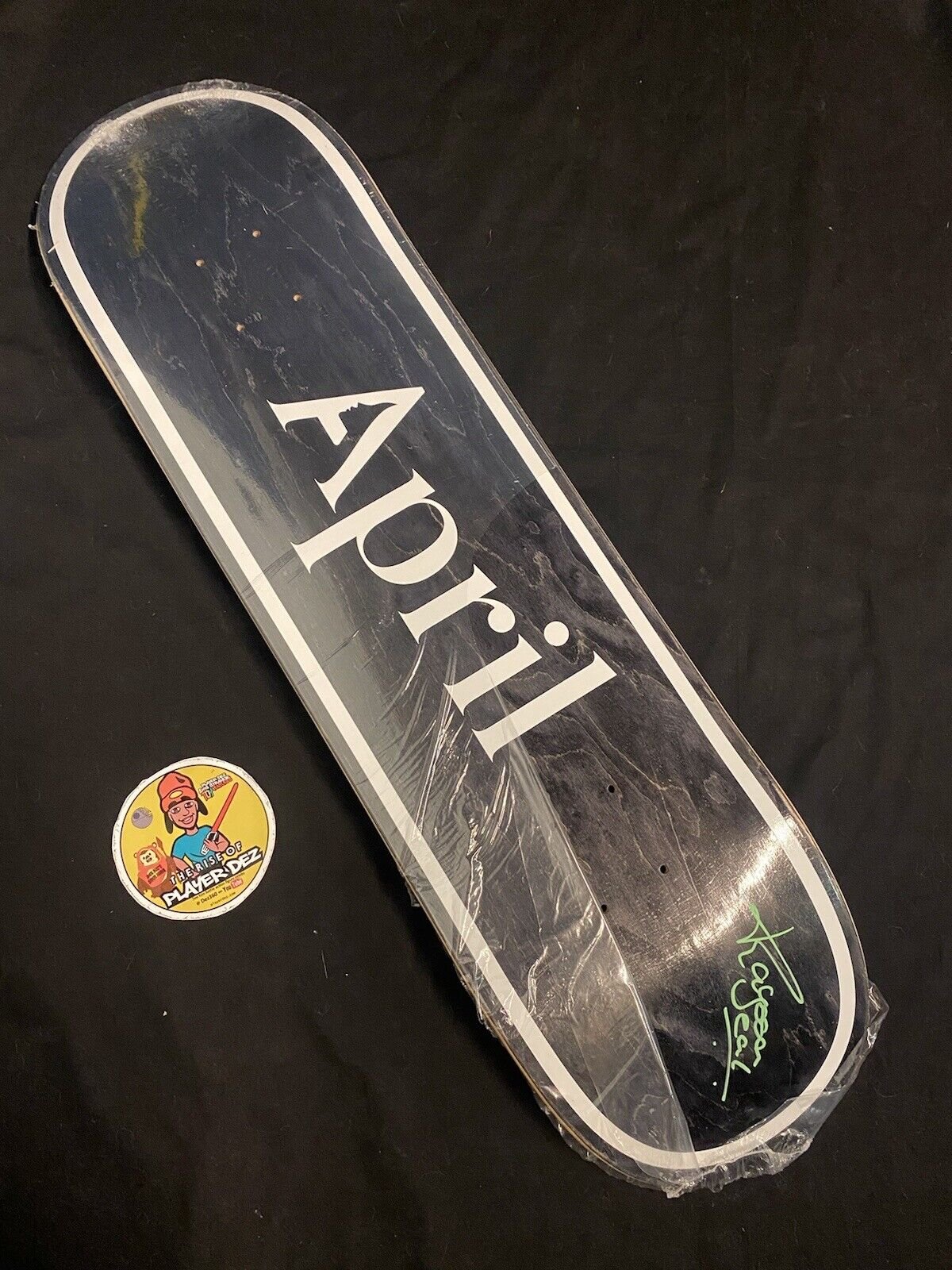 Signed Rayssa Leal Black April Autographed Skateboard Deck Green Ink