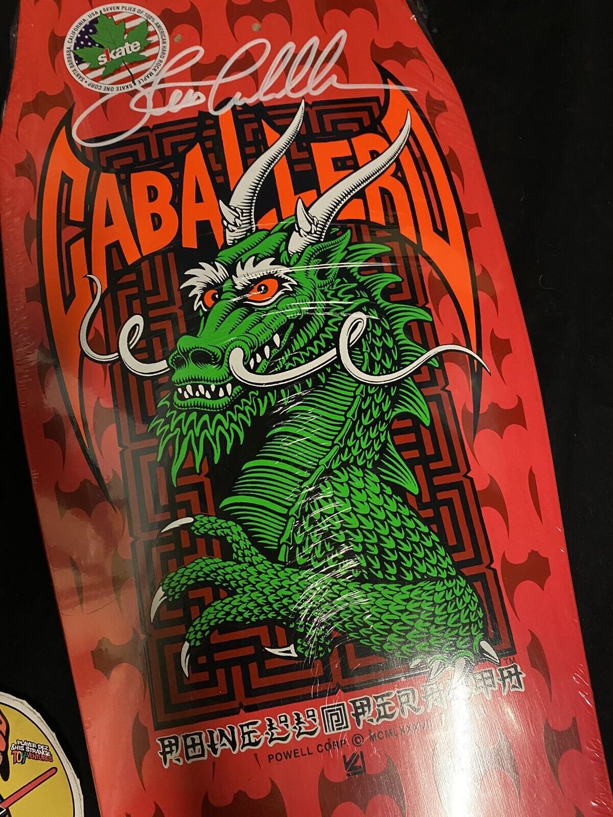 Steve Caballero Signed Pink Bats Dragon Powell Peralta Shaped Autographed Skateboard Deck