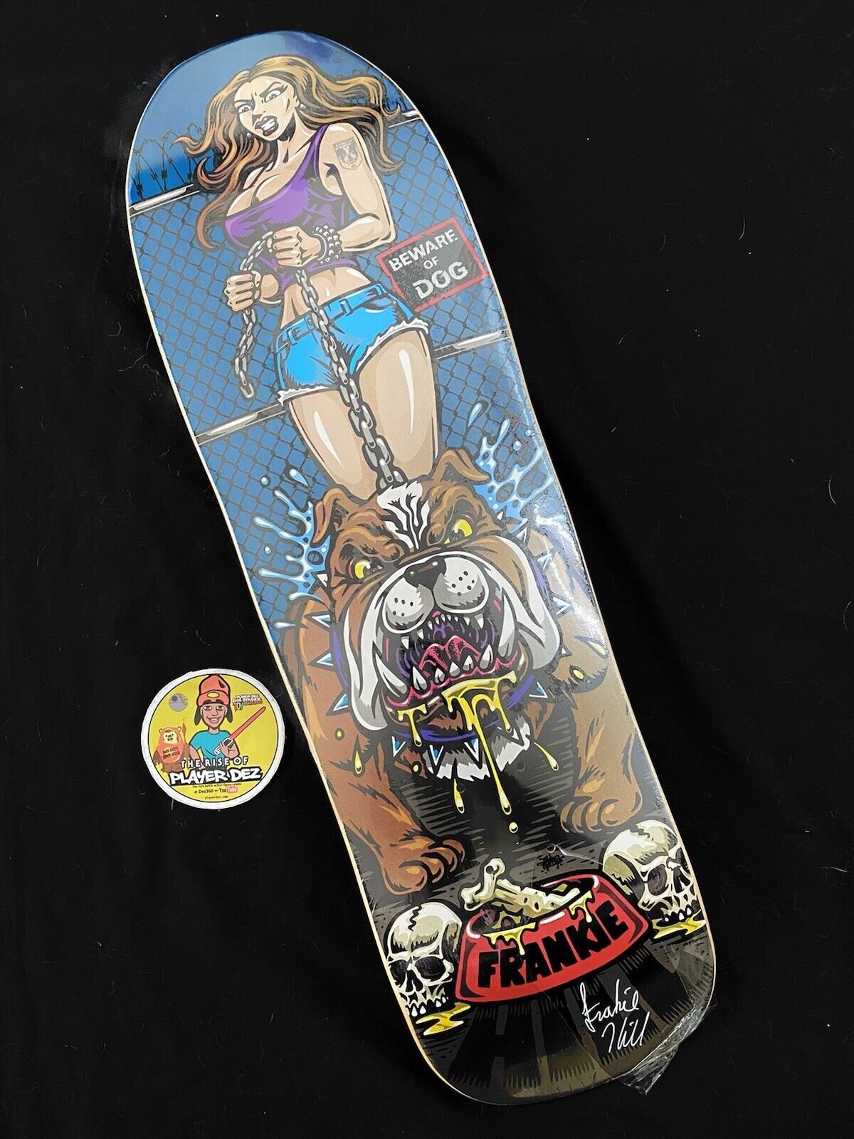 Signed Frankie Hill Autographed Skateboard Deck Artist Series Bulldog Shaped