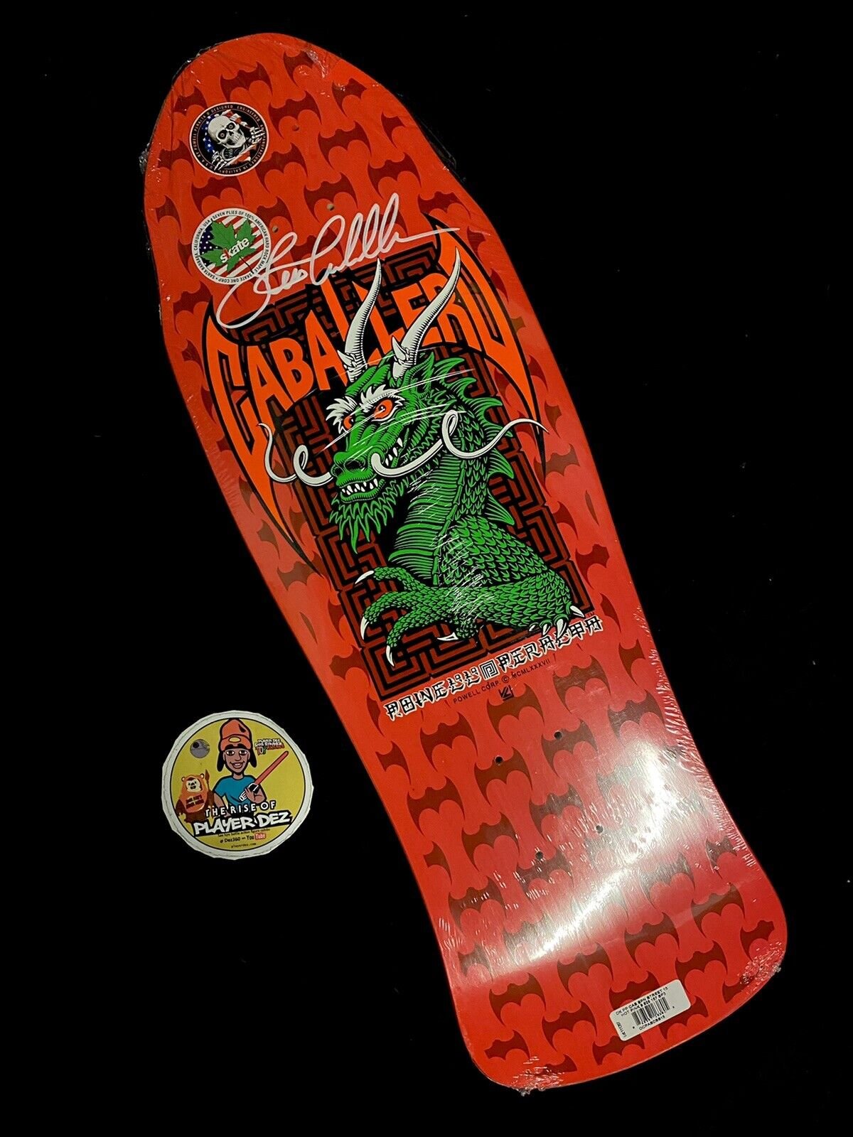 Steve Caballero Signed Pink Bats Dragon Powell Peralta Shaped Autographed Skateboard Deck