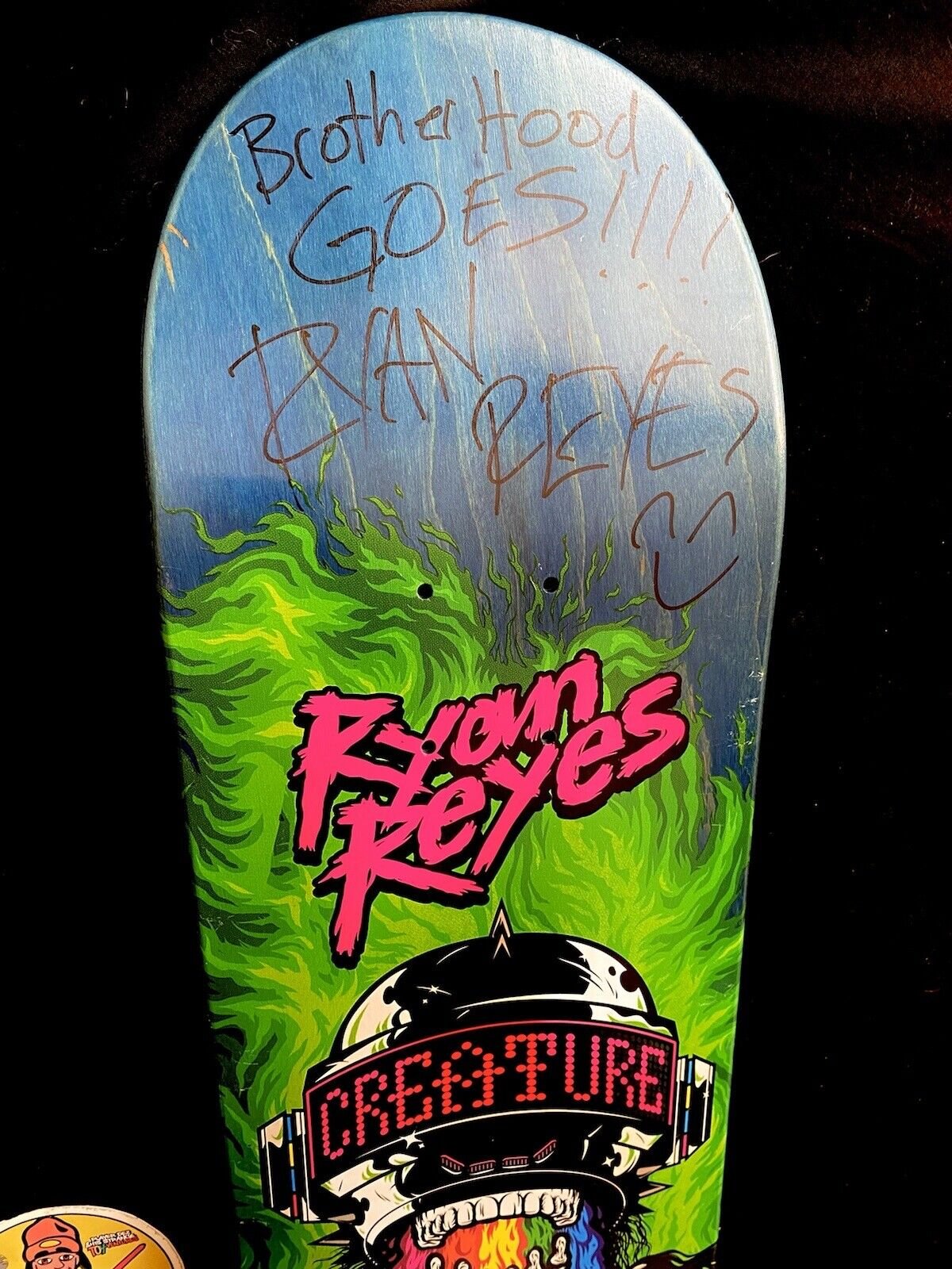 Signed Ryan Reyes Leather Rainbow Creature Autographed Skateboard Deck