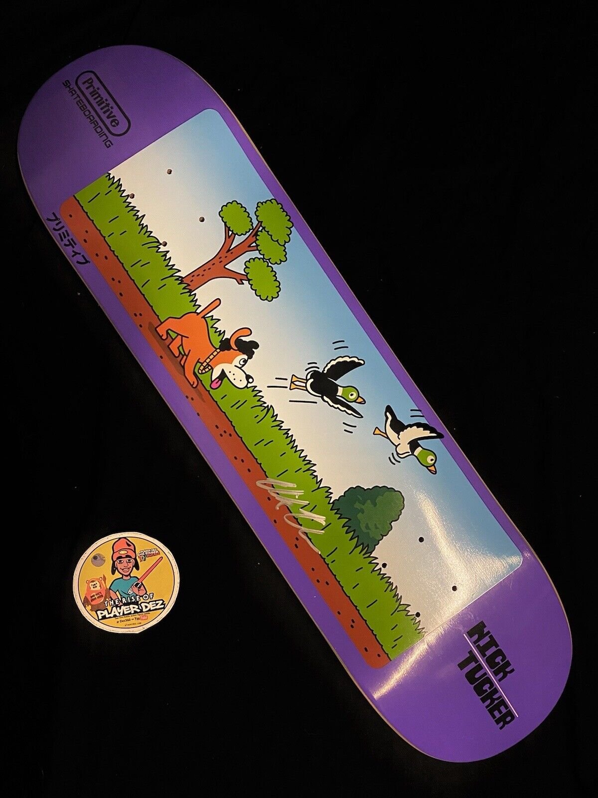 Signed Nick Tucker Autographed Primitive Skateboard Deck Duck Hunter Nintendo SNES