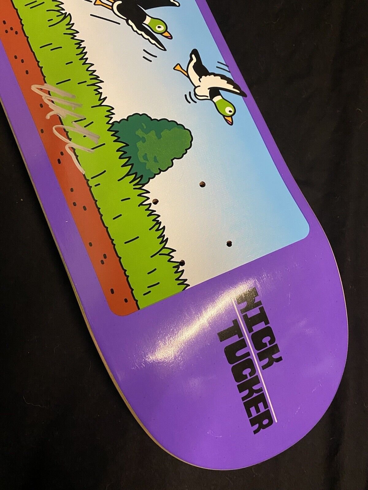 Signed Nick Tucker Autographed Primitive Skateboard Deck Duck Hunter Nintendo SNES