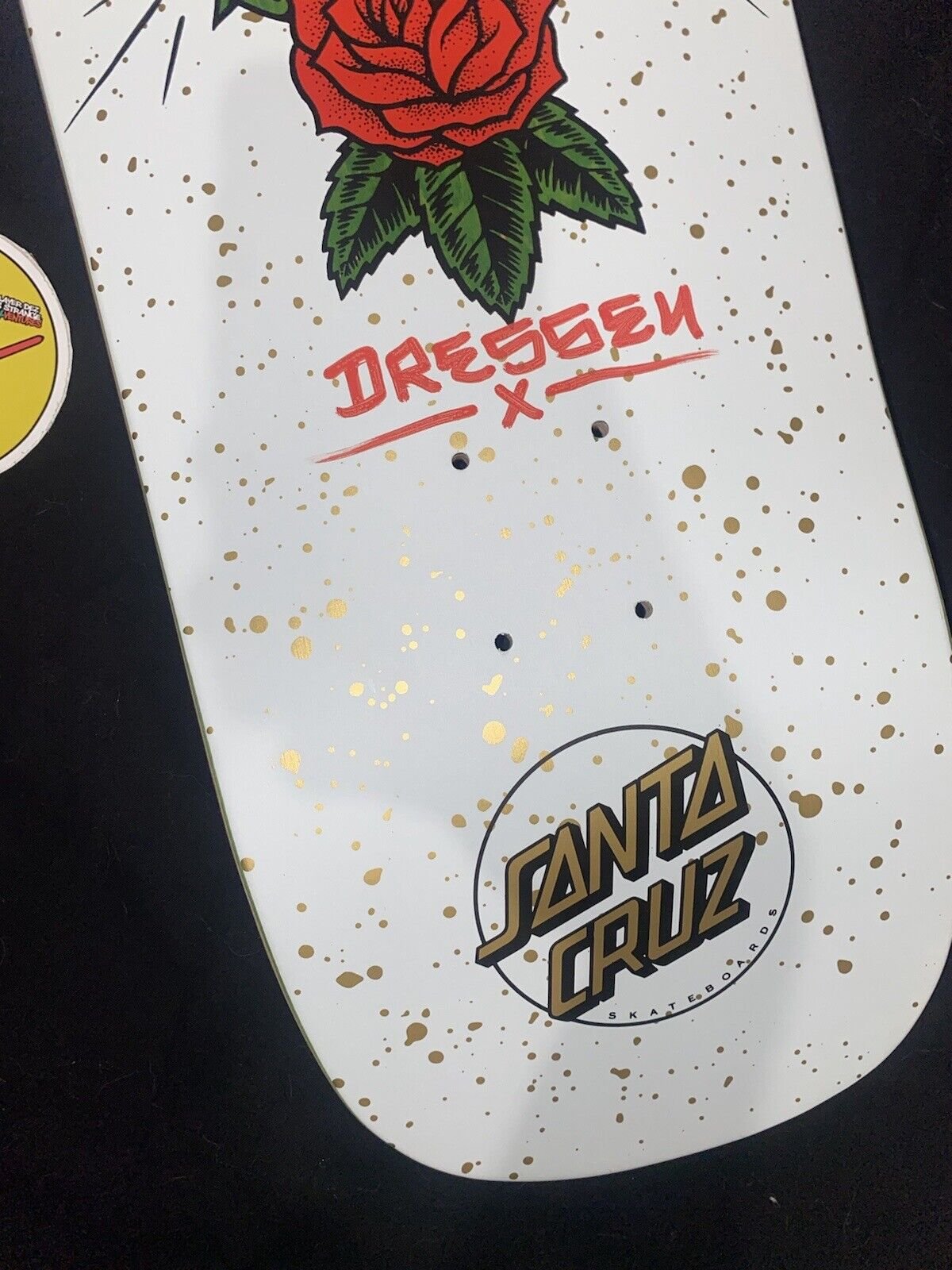 Signed Eric Dressen Red Ink Santa Cruz Autographed Skateboard Deck White Rose Gold Shaped