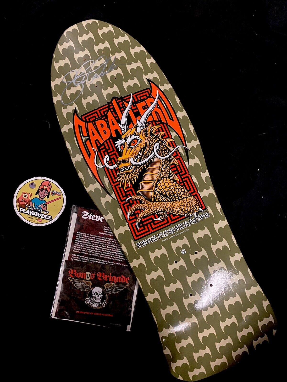 Signed Steve Caballero Autographed Skateboard Deck Powell Bones Brigade Series 13