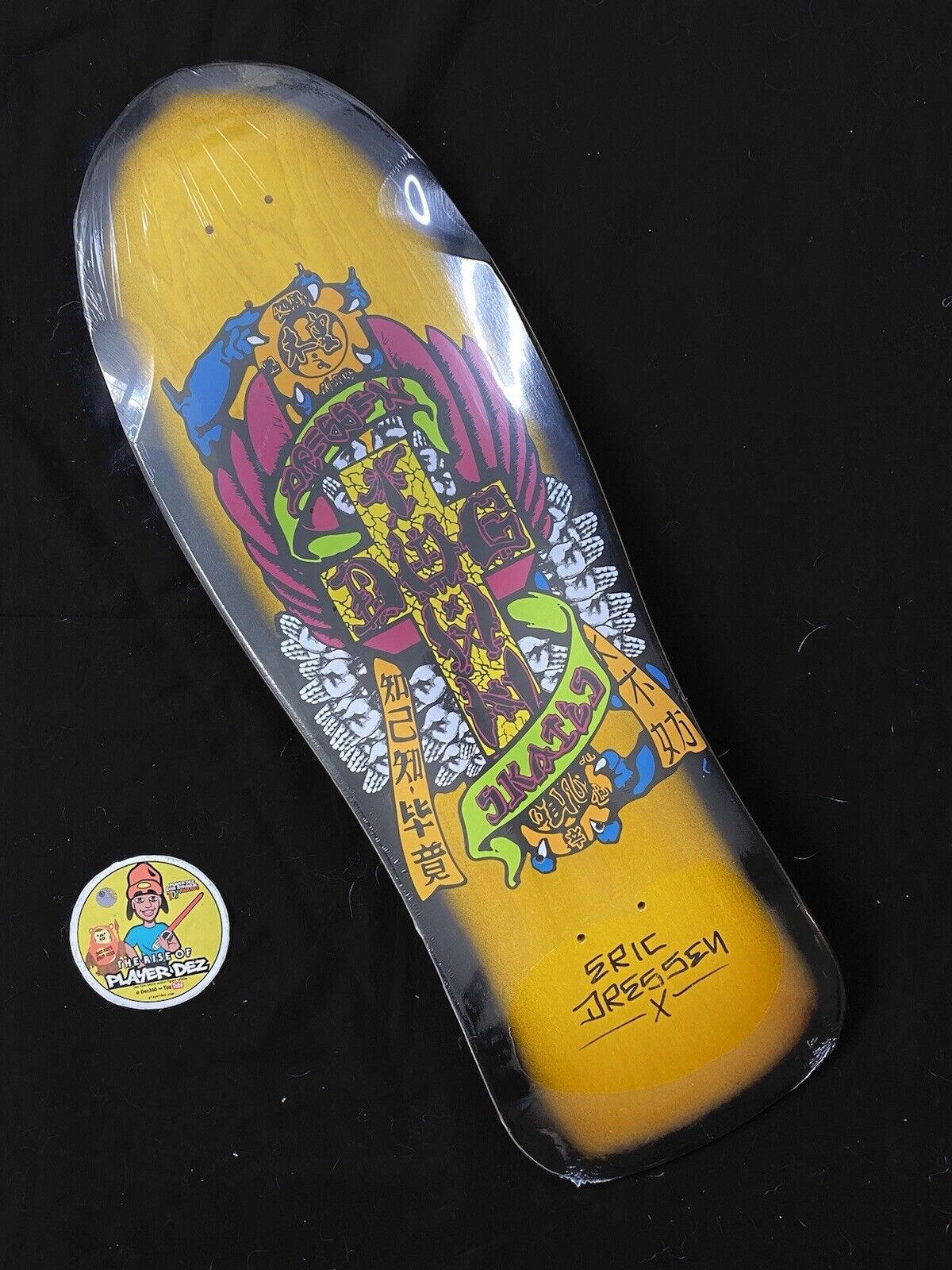 Signed Eric Dressen Dogtown Yellow Black Shaped Autographed Skateboard Deck