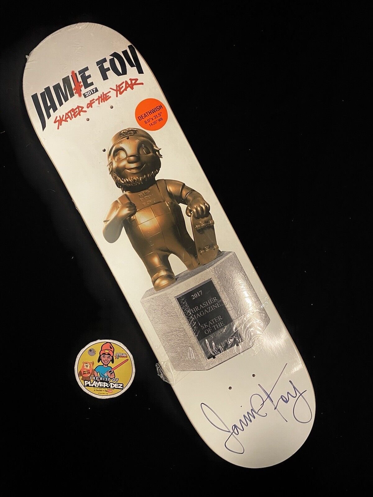 Signed Jamie Foy Autographed Skateboard Deck Skater Of The Year Big Boy Deathwish SOTY