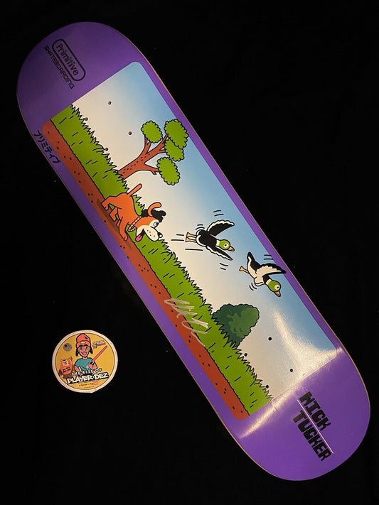 Signed Nick Tucker Autographed Primitive Skateboard Deck Duck Hunter Nintendo SNES