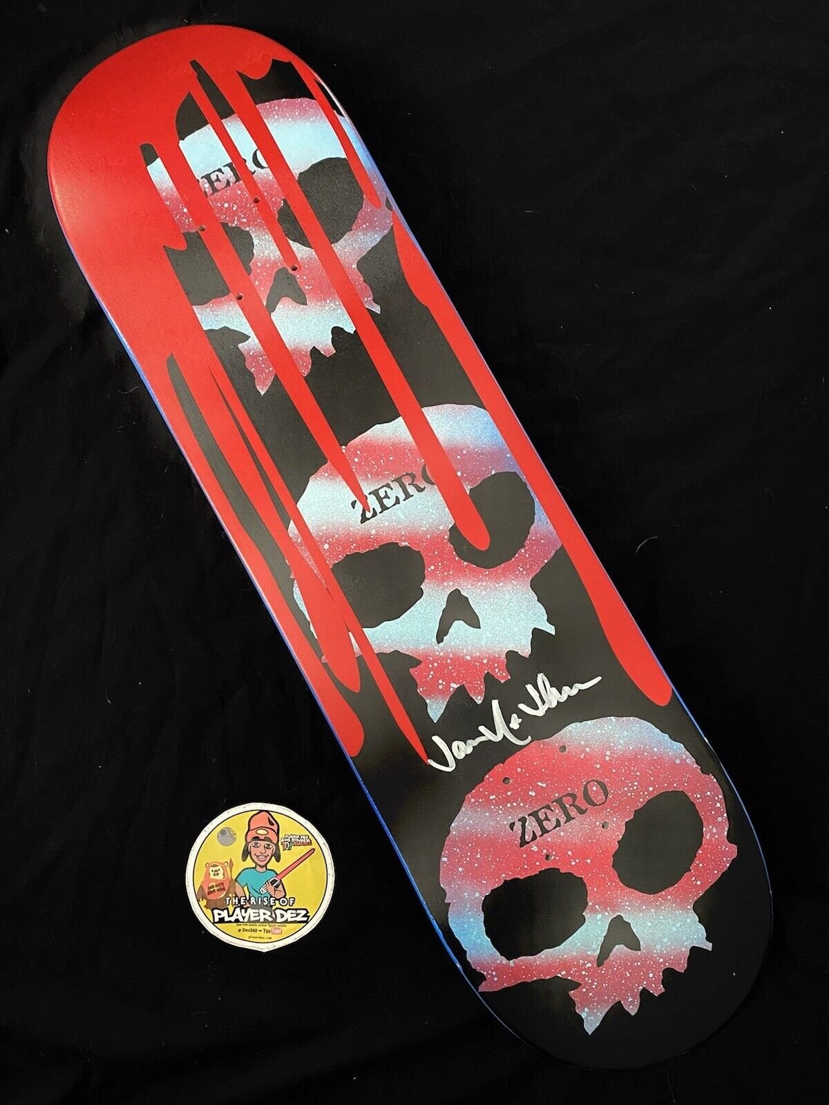 Signed Jamie Thomas Double Zero Autographed Skateboard Deck Legacy Blood Drip Skull