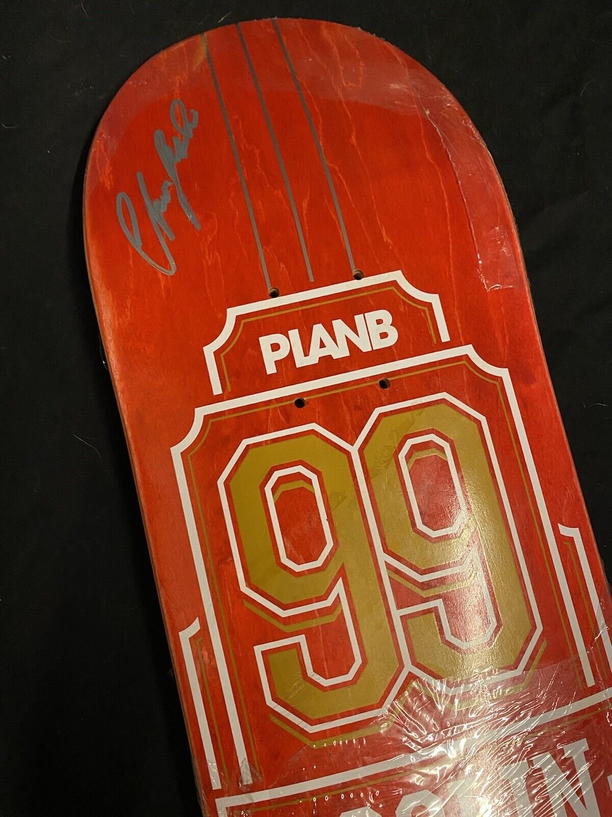 Signed Chris Joslin Pro Model Autographed Skateboard Deck Plan B Red Blk Ice