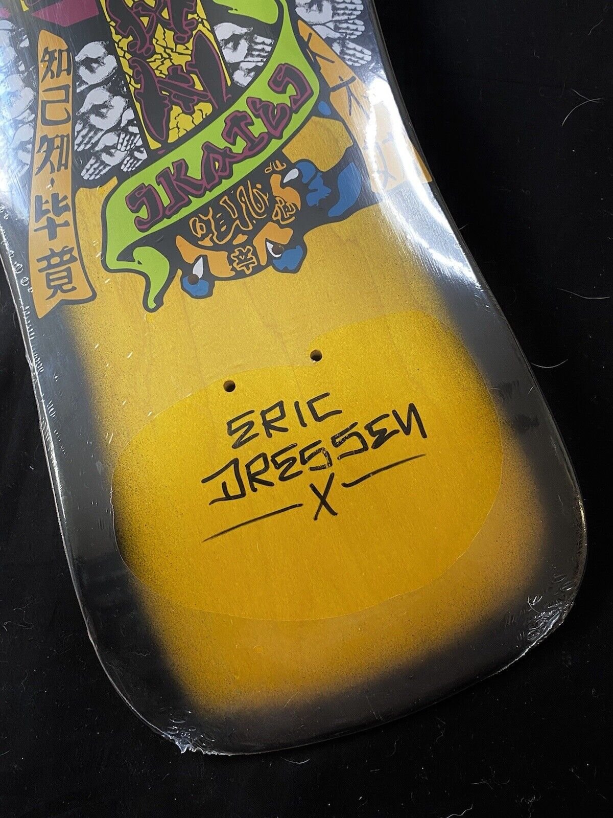 Signed Eric Dressen Dogtown Yellow Black Shaped Autographed Skateboard Deck