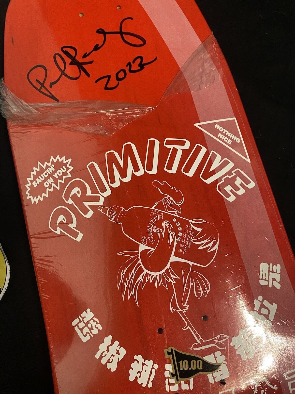 Signed Paul Rodriguez Primitive Sriracha Autographed Skateboard Deck Hot Sauce Cruiser PROD