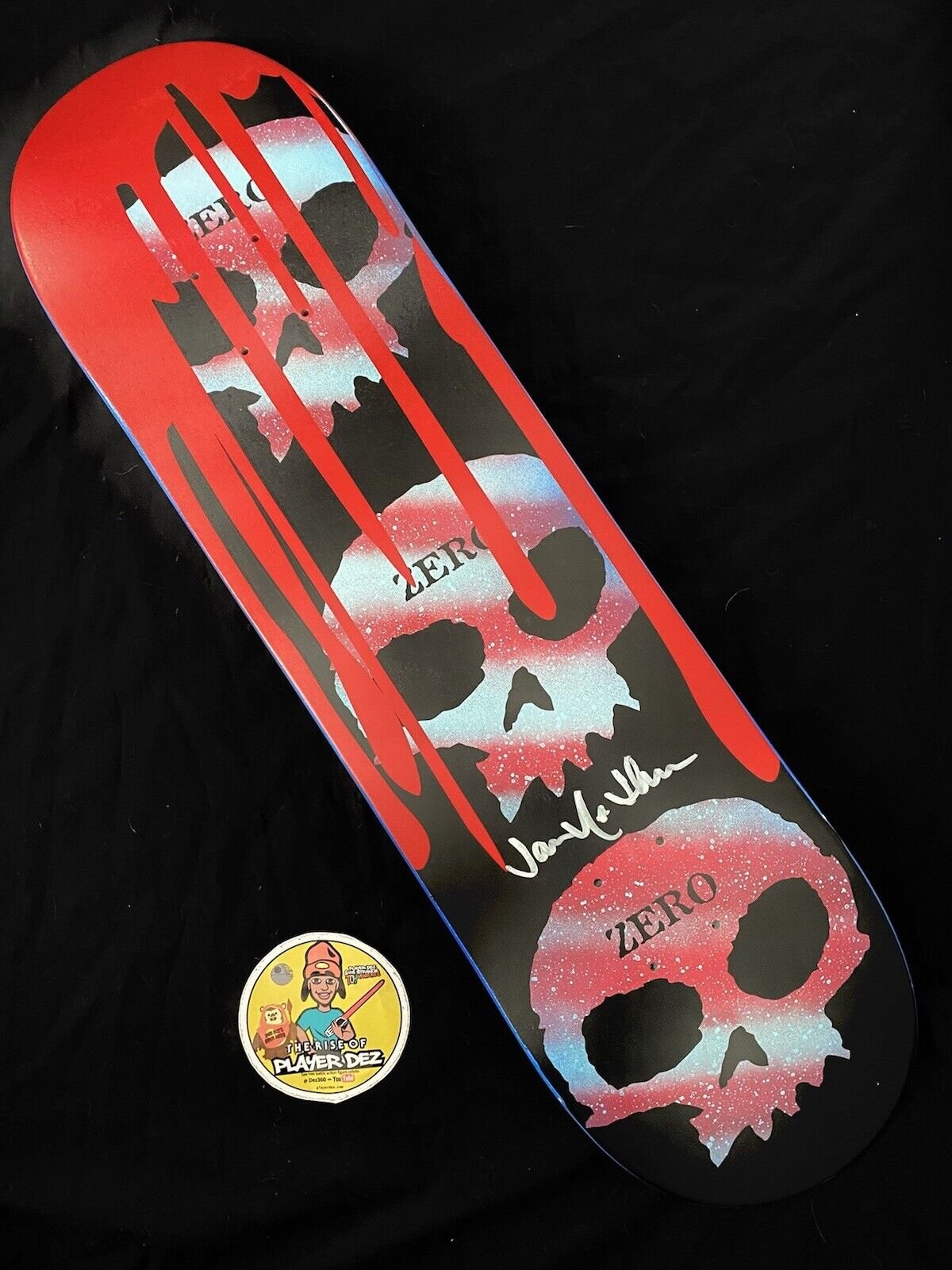 Signed Jamie Thomas Double Zero Autographed Skateboard Deck Legacy Blood Drip Skull