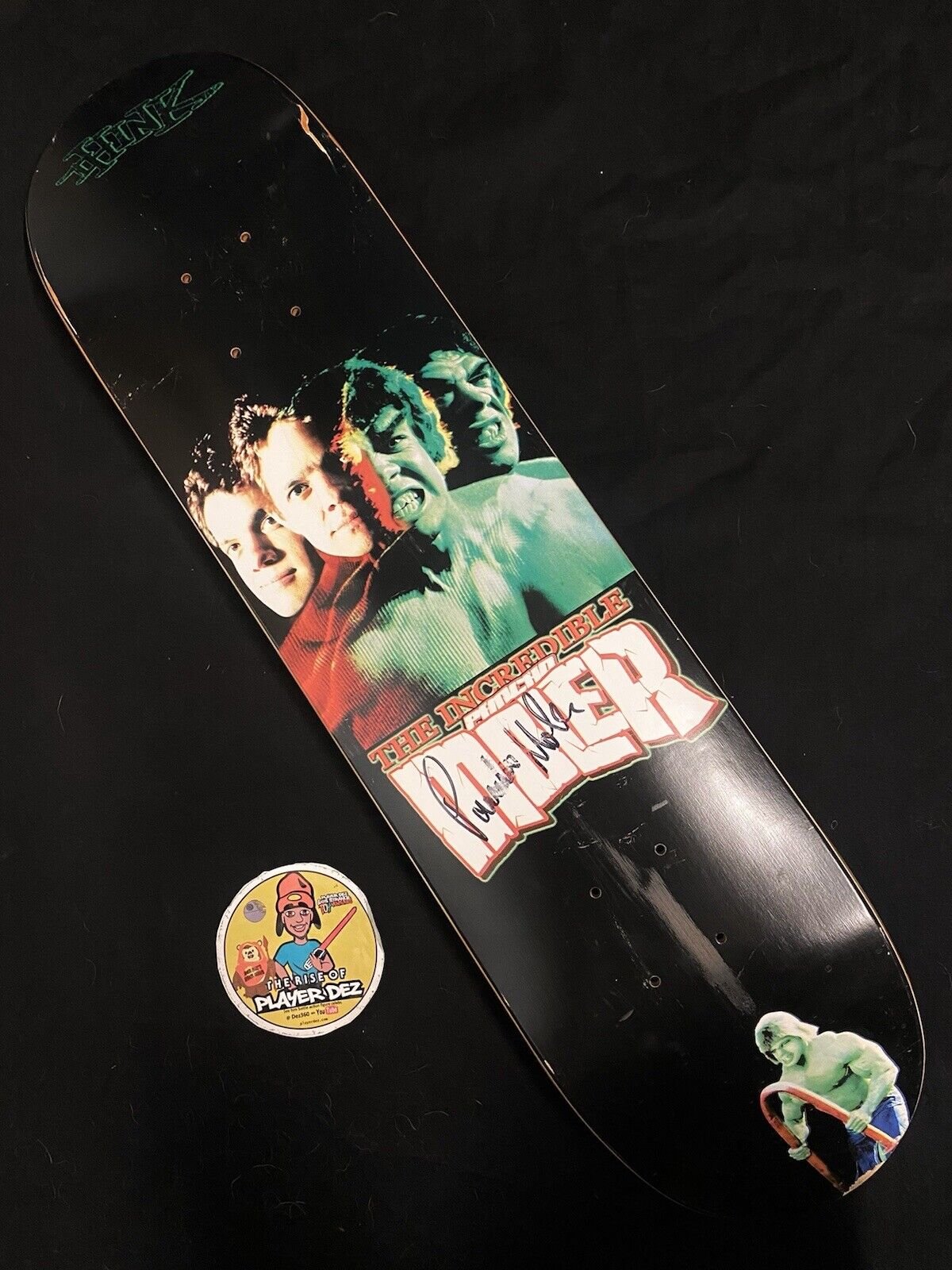 Signed Pancho Moler Think Autographed Skateboard Deck The Incredible Hulk Vintage