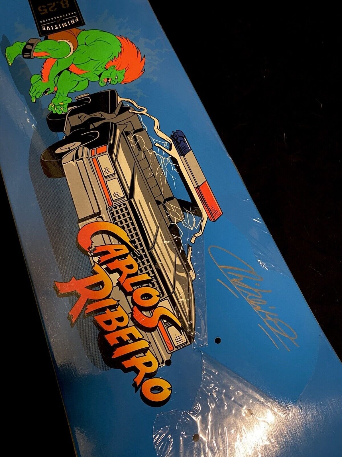 Signed Carlos Ribeiro Autographed Skateboard Deck Primitive Street Fighter Blanka Glow in Dark GITD