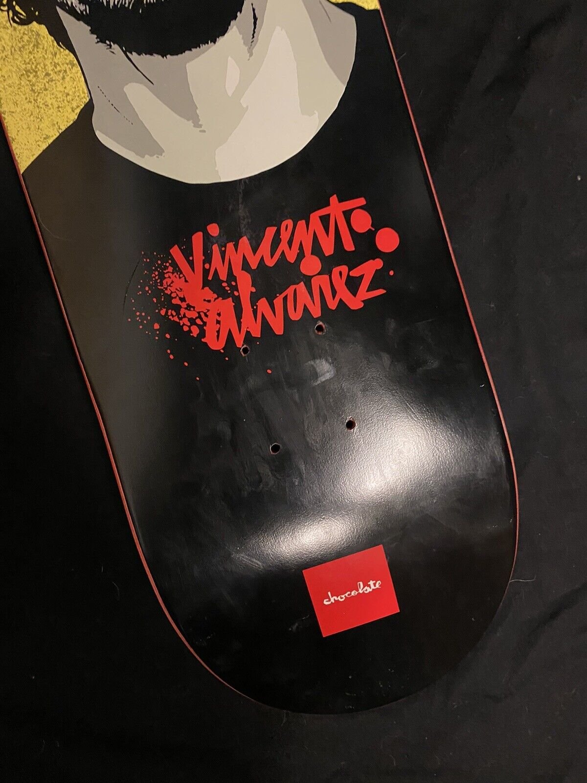 Signed Vincent Alvarez Zombie Portrait Autographed Skateboard Deck Chocolate 8.25