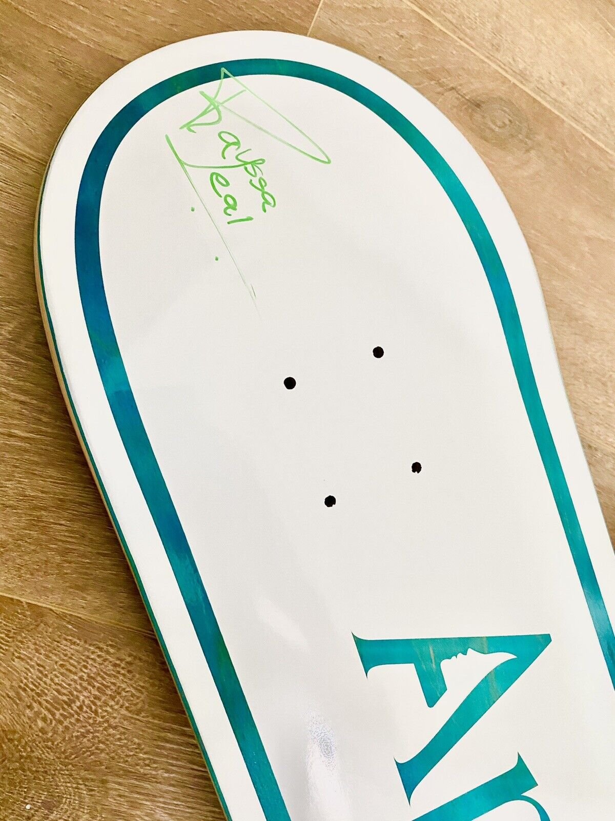 Signed Rayssa Leal April Autographed Skateboard Deck Teal 8.5