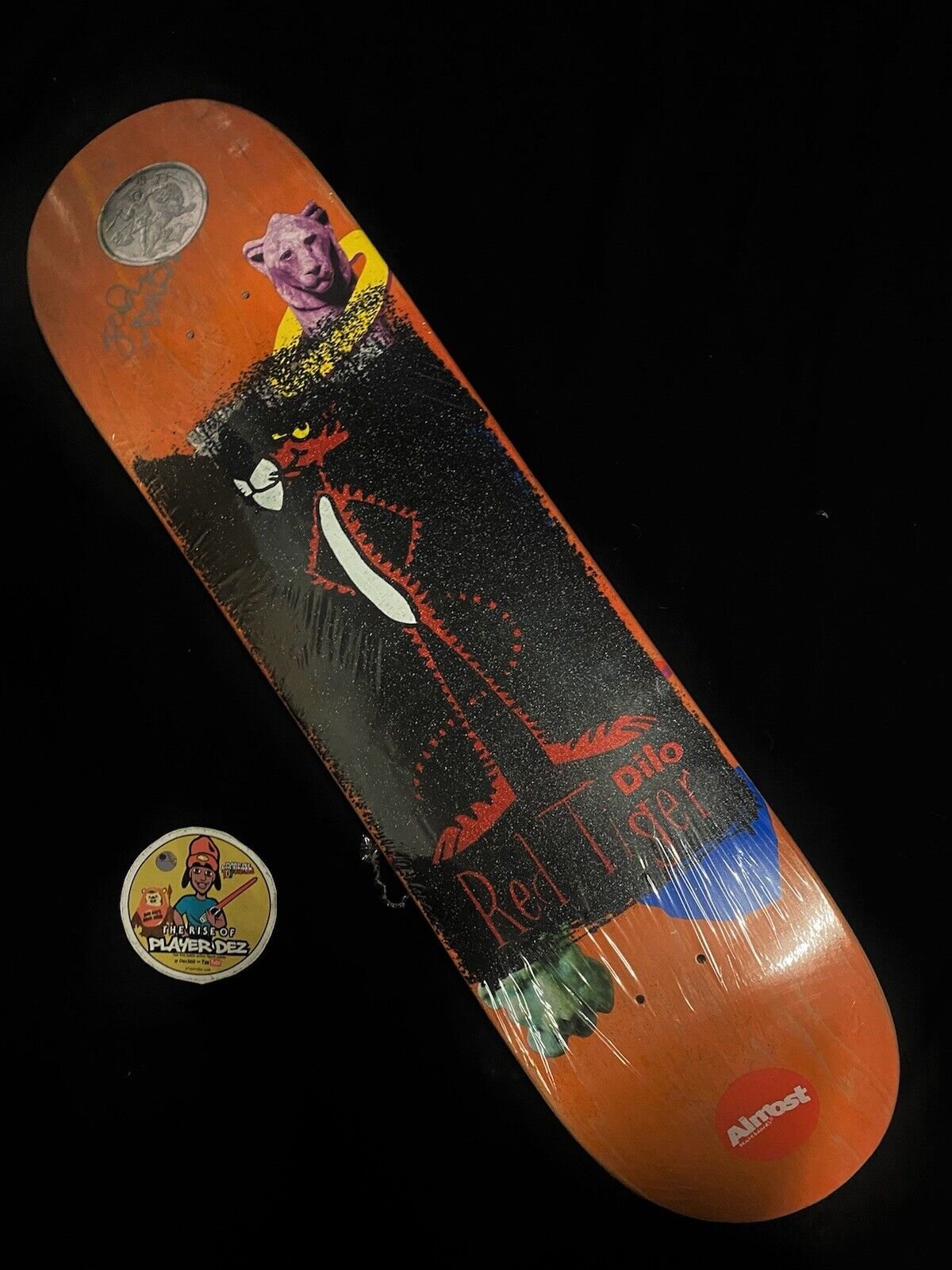 Signed John Dilo Reverse Griptape Panther Almost Autographed Skateboard Deck Collectibles