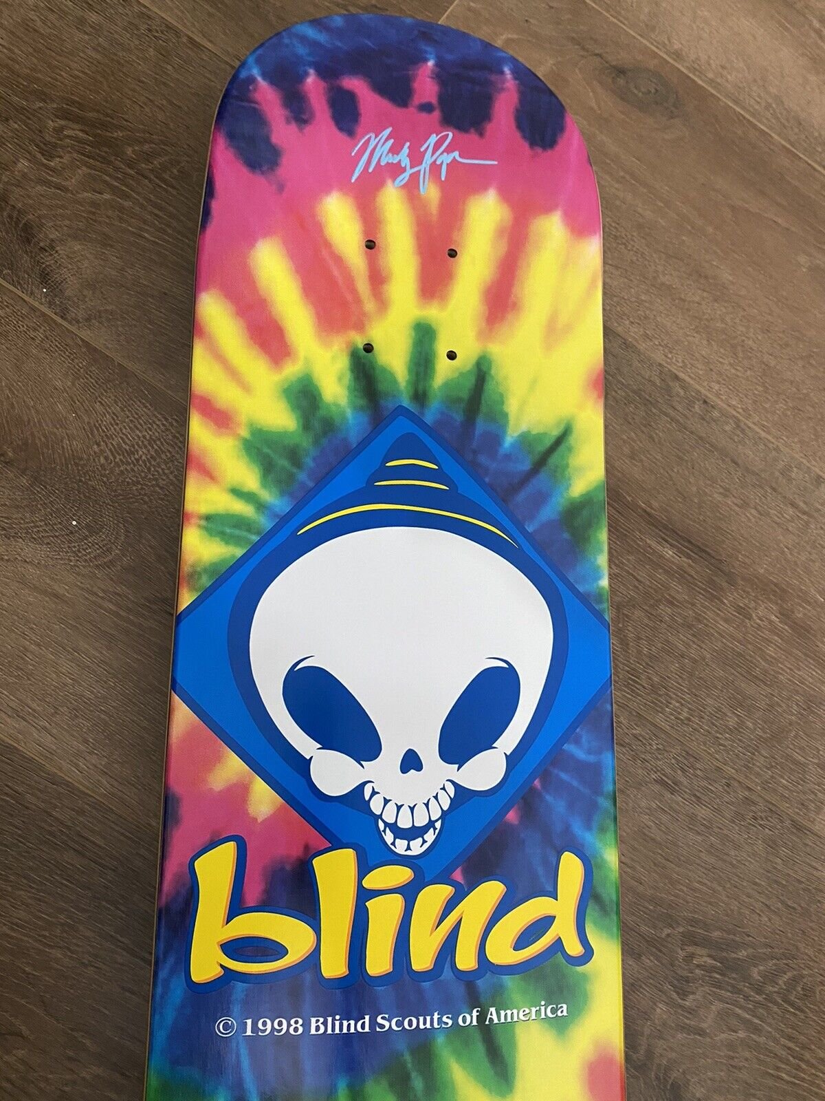 Signed Micky Papa Blind Autographed Skateboard Deck Tie Dye 8.125