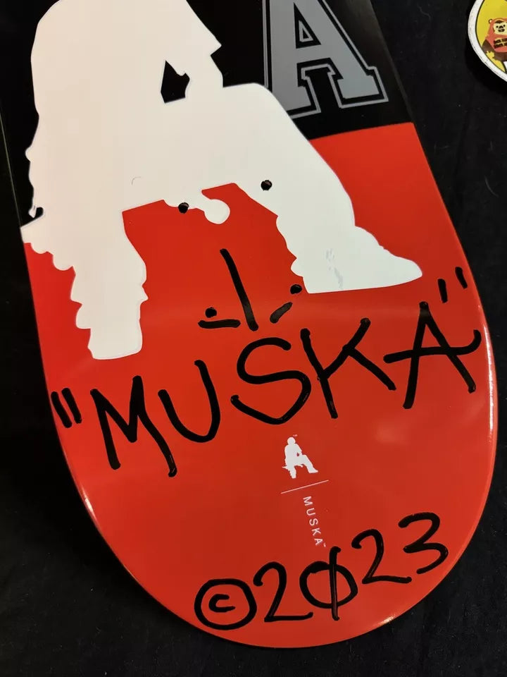 Chad Muska Signed Red Silhouette Black Dip Shorty’s Autographed Skateboard Deck