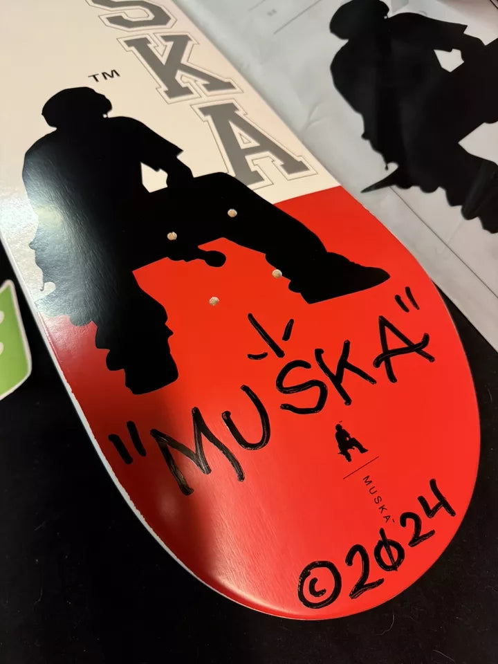 Chad Muska Signed Red Silhouette White Dip Shorty’s Autographed Skateboard Deck